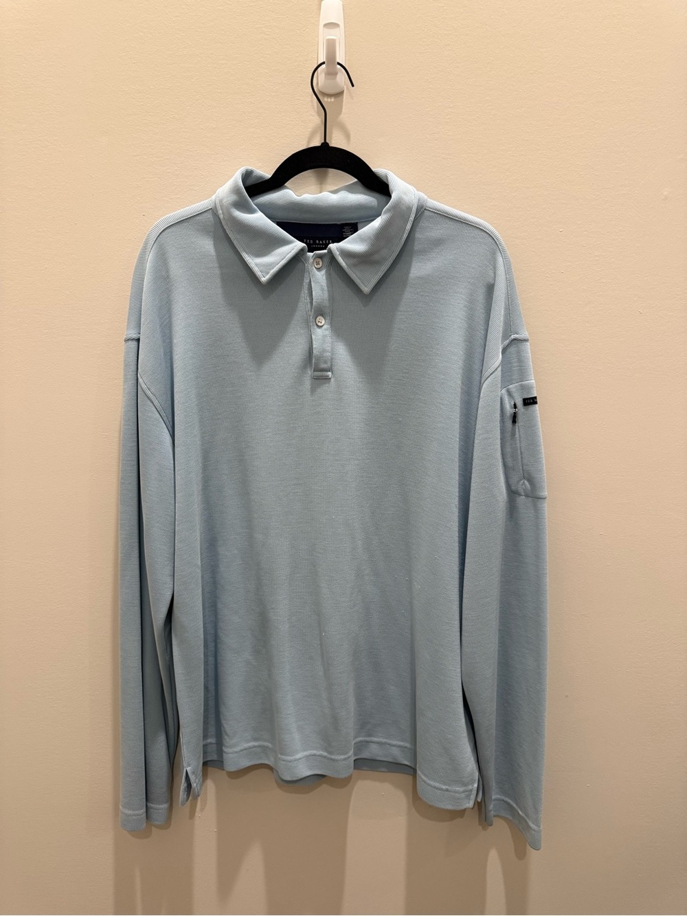 Ted Baker Quarter 1/4 Button Pullover Sweater Mens Sz 6 (XL) Blue Golf